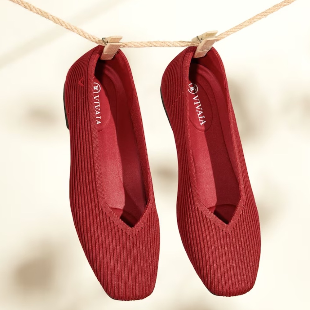 Vivaia Margot 2.0 square toe Stretch Flats ruby red 39.5